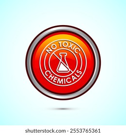 No Toxic Chemicals icon design illustration. No harmful chemical sign. Orange Color Round Button Design