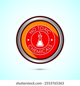 No Toxic Chemicals icon design illustration. No harmful chemical sign. Orange Shadow Button Design