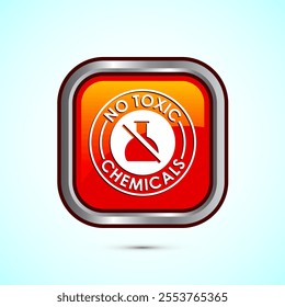 No Toxic Chemicals icon design illustration. No harmful chemical sign. Orange Color Square Button Design