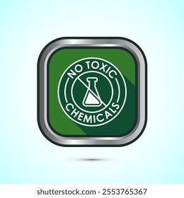 No Toxic Chemicals icon design illustration. No harmful chemical sign. Green Shadow Button Design 