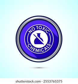 No Toxic Chemicals icon design illustration. No harmful chemical sign. Blue Shadow Button Design