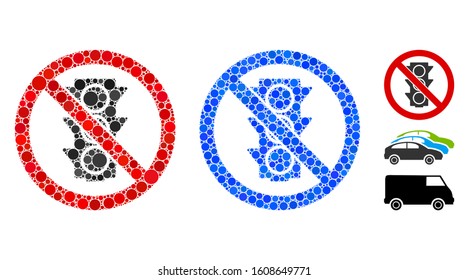 No traffic lights composition of spheric dots in different sizes and color tinges, based on no traffic lights icon. Vector dots are grouped into blue composition.