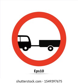 No trailers prohibited sign line icon, Traffic and road sign, vector graphics, a solid pattern on a white background, Red prohibition sign. Stop symbol