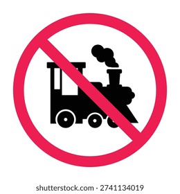No train sign, forbidden train sign, do not ride train symbol, train prohibited symbol, vector illustration