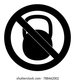 No training with dumbbell, stop bodybuilding and forbid heavy sport. Vector illustration