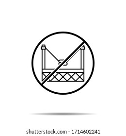 No Trampoline, icono de carrusel. Línea delgada simple, contorno vectorial de la prohibición de diversión, prohibición, embargo, interdicción, íconos de prohibición para ui y ux, sitio web o aplicación móvil