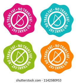 No Trans fat Badges. Eps10 Vector.