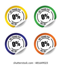 No Trans fat sticker, button, label and sign set - vector