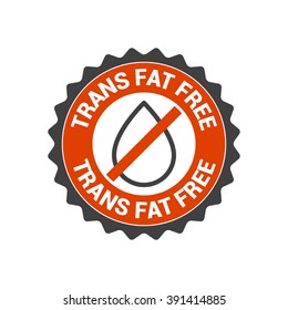 No trans fat vector icon, label, badge, seal, sign. Transfat free