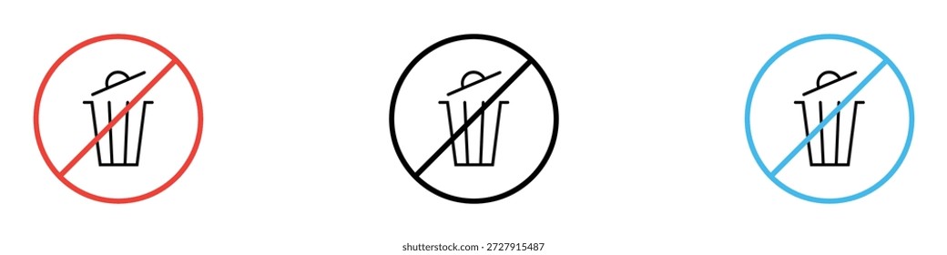 No se permite basura Vector de icono de signo. eliminación responsable de residuos y símbolo de protección del medio ambiente. Ilustración vectorial.