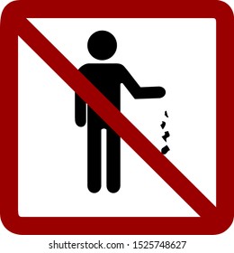 No Trash Around. Warning Sign with Littering Forbidden. Vector Icon