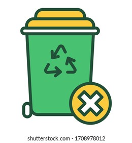 Kein Farbsymbol für Abfalleimer. Behälter recyceln. Vektorillustration einzeln. Umriss-Piktogramm für Webseiten, mobile App, Werbung. 