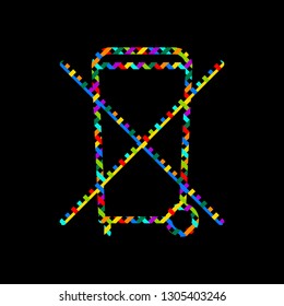 No trash bin, crossed litter. Linear icon with thin outline