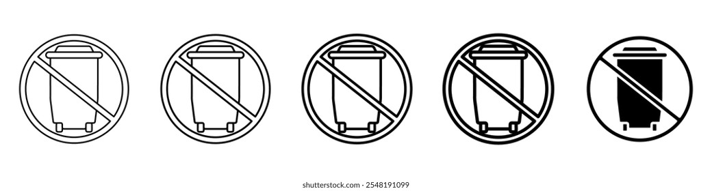 no trash can icon Simple thin line logo set