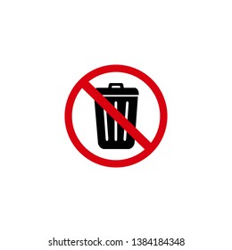 No Trash Can Sign. Don`t Throw Trash. Vector