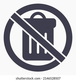 No Trash Icon. No Trash Can Icon. Do Not Open The Trash Can. Vector Icon.