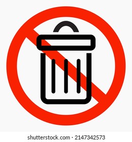 No trash icon. No trash can icon. Do not open the trash can. Vector icon.