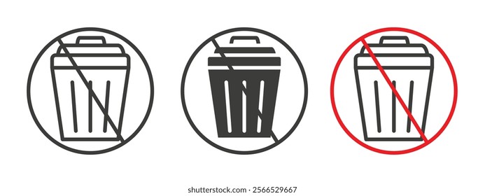 No trash icon collection for website design, app, UI design.