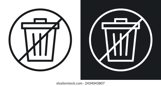 No Trash Icon Designed in a Line Style on White background.