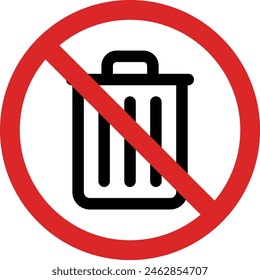 No trash icon isolated on white background . Do not throw trash sign . No trash can icon vector