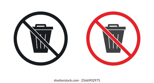 No trash icon set in black and colored