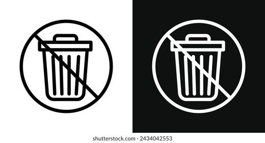 No Trash Icon Set. Vector Illustration