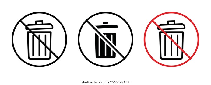 No trash icons in black and blue colors