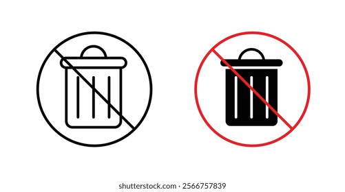 No trash icons in Thin line black color. flat simple vector symbols illustration.