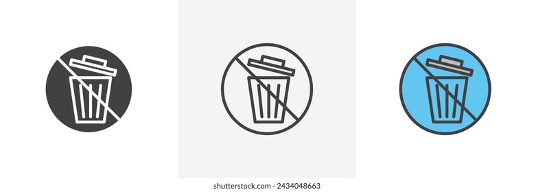 No Trash Isolated Line Icon Style Design. Simple Vector Illustration