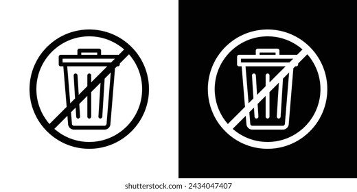 No Trash Line Icon on White Background for web.