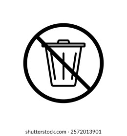 No trash sign vector in black colors