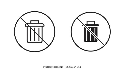 No trash sign vector in line stroke and flat versions