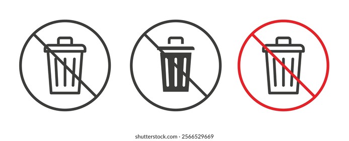 No trash signs collection for website design, app, UI design.