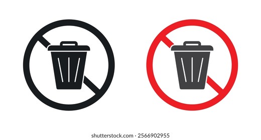 No trash signs set in black and colored