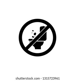 No trash in the toilet sign icon. Simple glyph, flat vector element of ban, prohibition, forbid icons set for UI and UX, website or mobile application