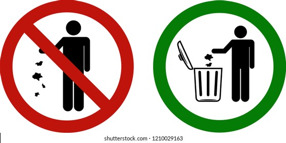 no trash and yes trash icons vector