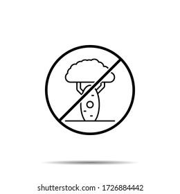 Kein Baum, Baobab-Symbol. Einfache dünne Linie, Umrissvektor für Baumverbot, Verbot, Embargo, Widerspruch, Verbotssymbole für ui und ux, Website oder mobile Anwendung