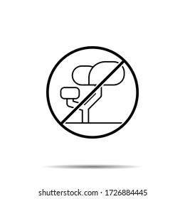 No tree, bonsai icon. Simple thin line, outline vector of tree ban, prohibition, embargo, interdict, forbiddance icons for ui and ux, website or mobile application