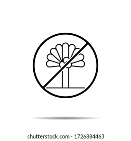 No hay árbol, icono de coco. Línea delgada simple, contorno vector de prohibición de árboles, prohibición, embargo, interdicción, íconos de prohibición para ui y ux, sitio web o aplicación móvil