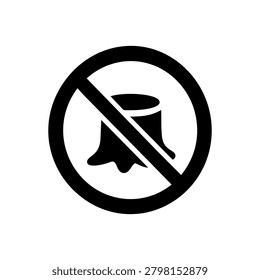 No tree cutting sign icon representing deforestation prevention forest conservation environmental protection and sustainability awareness.
