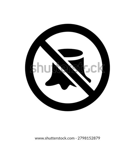 No tree cutting sign icon representing deforestation prevention forest conservation environmental protection and sustainability awareness.