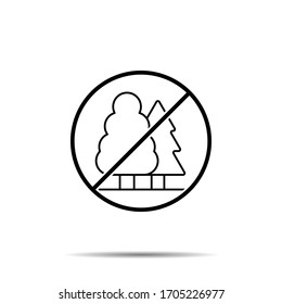 No tree icon. Simple thin line, outline vector of real estate ban, prohibition, embargo, interdict, forbiddance icons for ui and ux, website or mobile application