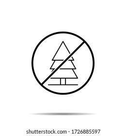 No tree icon. Simple thin line, outline vector of autumn ban, prohibition, embargo, interdict, forbiddance icons for ui and ux, website or mobile application