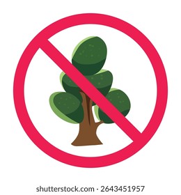 No tree planting sign, tree forbidden sign, prohibited tree icon, no vegetation allowed, no plants symbol