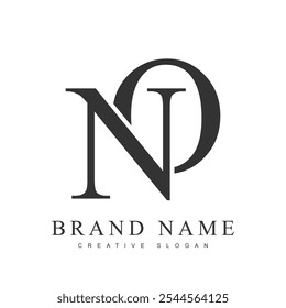 NO trendy logotype template. Initial letter n and o classic font style. Creative logo for company name or identity. Vector illustration.