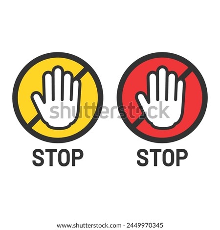 No trespassing icon set. red. yellow.