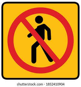 No trespassing sign, no access for pedestrians prohibition sign, authorized personnel only, do not walk or stand here vector footprint  in prohibition sign, no crossing pictogram. vector illustration.