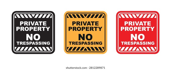 No trespassing sign on white background