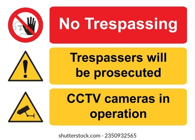 No Trespassing Signs, Private property, Private Property No Trespassing CCTV in Operation Sign, Trespassers will be prosecuted signs