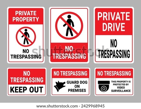 No Trespassing Signs Vector Illustration